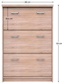 Dulap pentru pantofi TOPTY 3K tip 24, stejarSonoma