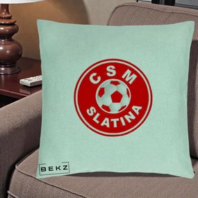 Perna Personalizata CSM Slatina Fotbal, 40x40 cm, Verde Menta, Husa Detasabila, Perna Inclusa, BEKZ®