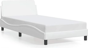 vidaXL Cadru de pat, Dover, alb, 100x200 cm, piele ecologică