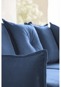 Colțar albastru închis extensibil cu tapițerie din catifea reiată (colț dreapta/în formă de "U") Lazy Lukka – Miuform