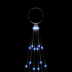 Brad de Craciun pe catarg, 108 LED-uri, albastru, 180 cm Albastru, 180 x 70 cm, Becuri LED in forma dreapta, 1