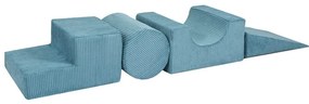 Teren de joacă din spumă turcoaz 4 buc. din catifea reiată înălțime 30 cm 45x170 cm Montessori – Meowbaby