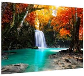 Tablou pe sticlă - Laguna de Smarald (70x50 cm)