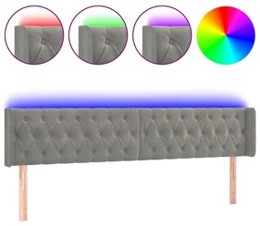 vidaXL Tăblie de pat cu LED, gri deschis, 203x16x78/88 cm, catifea