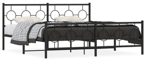 376248 vidaXL Cadru pat metalic cu tăblie de cap/picioare, negru, 180x200 cm