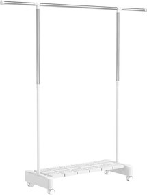 HOMCOM Uscător Vertical Extensibil cu Roți și Raft pentru Încălțăminte Alb | Aosom Romania