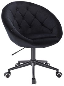HR8516K scaun Catifea Neagră cu Bază Neagră