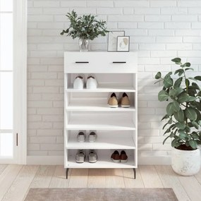 Pantofar, alb extralucios, 60x35x105 cm, lemn prelucrat