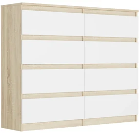 Comoda cu 8 sertare R-120-S8 - diferite variante de culoare sonoma mix alb