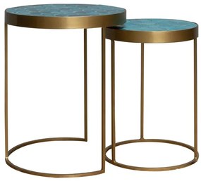 Set 2 masute laterale din metal si ceramica, Praia