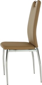 Scaun dining, piele ecologică bej/crom, ERVINA