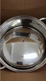 La mâna a doua: Oala adanca cu capac inox Rosberg R51211B22S, 22 cm, 7,2 l, Baza multistrat, Inductie, Otel inoxidabil