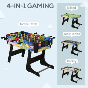 HOMCOM Masă de Joc 4 în 1 pentru Fotbal de Masă, Biliard, Air Hockey și Ping-Pong, 86,5x43,5x64 cm, Multicolor | Aosom Romania