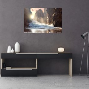 Tablou - Stânci și valuri ale oceanului (90x60 cm)