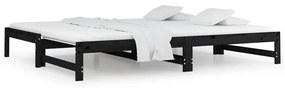 820431 vidaXL Pat de zi extensibil, negru, 2x(90x200) cm, lemn masiv de pin