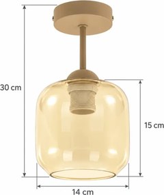BRILAGI - LED lustru aplicat R GLASS 1xE27/60W/230V Ø 14 cm bej/bej fumuriu