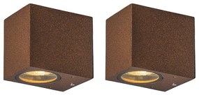 Set de 2 aplice industriale maro ruginiu IP44 - Baleno