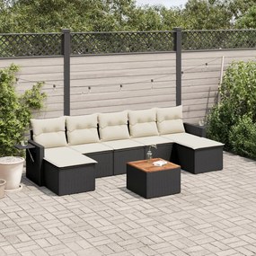 3257022 vidaXL Set mobilier de grădină cu perne, 8 piese, negru, poliratan