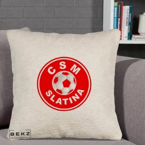 Perna Personalizata CSM Slatina Fotbal, 40x40 cm, Bej Canapea, Husa Detasabila, Perna Inclusa, BEKZ®