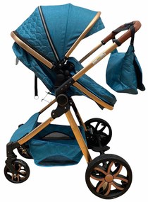 Carucior 3 in 1 transformabil in mod sport cu landou si geanta, 0-36 luni, Turcoaz - CPC-12-turcoaz