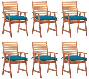 vidaXL Scaune de exterior cu perne, 6 buc., lemn masiv de acacia