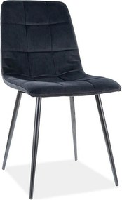 Scaun tapitat MILA, negru, stofa catifelata/metal, 45x41x86 cm