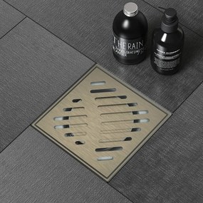 Set rigola pentru dus Inter Ceramic New Generation cu capac cu fante diagonale 10x10 cm finisaj bronz periat