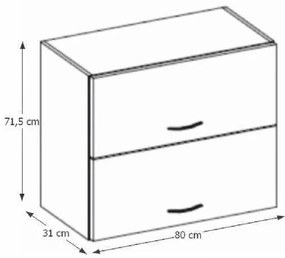 Dulap superior, rosu extra lucios, PRADO 80 GU-72