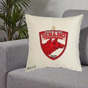 Perna Personalizata FC Dinamo Bucuresti 1948 Fotbal, 40x40 cm, Ecru, Husa Detasabila, Perna Inclusa, BEKZ®