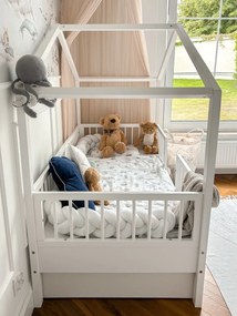 Pat copii Dream Nest Snow House alb 80x160 cm