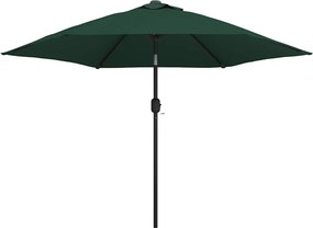 vidaXL Umbrelă de soare de grădină în consolă cu LED, verde, 3 m