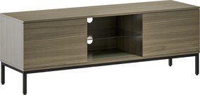 HOMCOM Meuble TV meuble télé pentru televizoare de până la 60 de inch cu 2 uși și raft din sticlă ajustabil 140x40x49,5cm gri | Aosom Romania