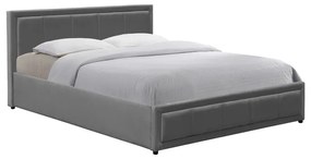 Pat Huglo 120x200 Cm Cu Lada Depozitare Tapiterie Catifea Gri Antracit