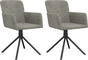 vidaXL Scaune rotative de bucătărie, 2 buc., gri deschis, catifea