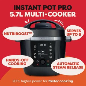 Multicooker Instant Pot Pro Max 60 WiFi, 1200W, 5.7 L, 10 programe, Nutriboost, control WiFi, afișaj LCD, oțel inoxidabil, negru