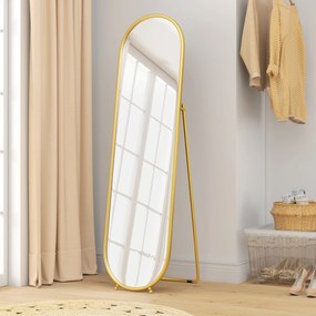 HOMCOM Oglindă Înaltă cu Cadru de Susținere, Oglindă Ovală pentru Dormitor sau Living, 40x4x160 cm, Auriu | Aosom Romania