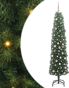 vidaXL Brad de Crăciun artificial Verde 210 cm PVC și oțel și plastic