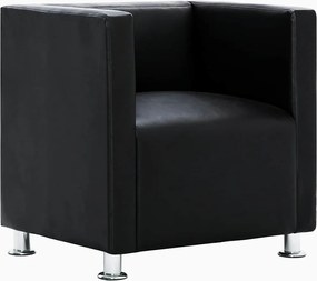 vidaXL Fotoliu cub, negru, piele ecologică