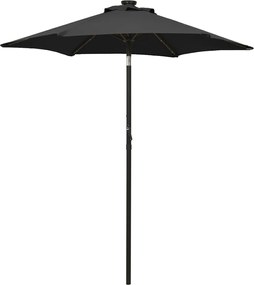 vidaXL Umbrelă de soare cu lumini LED, negru, 200x211 cm, aluminiu