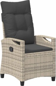 vidaXL Scaun de grădină rabatabil Gri deschis și gri închis poliratan