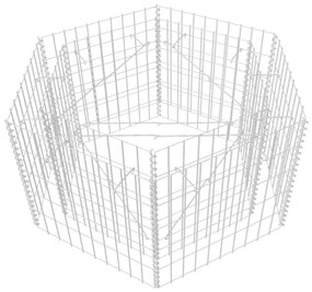 Strat inaltat gabion hexagonal, 100 x 90 x 50 cm 1, Argintiu, 100 x 90 x 50 cm