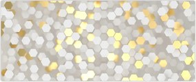 Tablou - Hexagoane alb - auriu (120x50 cm)