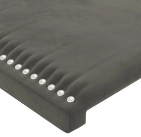 Cadru de pat cu tablie, gri inchis, 120x200 cm, catifea Morke gra, 120 x 200 cm, Culoare unica si cuie de tapiterie