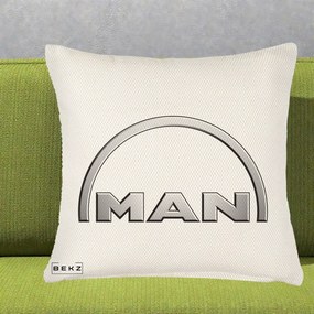 Perna Personalizata cu emblema MAN, 40x40 cm, Crem Reliefat, Husa Detasabila, Perna Inclusa, BEKZ®