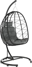 Outsunny Fotoliu suspendat Outdoor Fotoliu suspendat Egg Chair, rezistent la intemperii, incl. perne, 102 cm x 102 cm x 195 cm, Gri închis | Aosom Romania