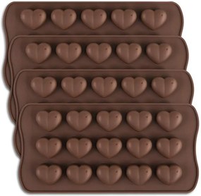 Set de 4 forme pentru ciocolata HomeEdge, silicon, maro, 21 x 10 cm