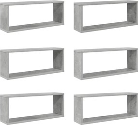 vidaXL Rafturi de perete cub, 6 buc, gri beton, 60x15x23 cm, PAL