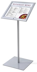 Menuboard cu vitrina 2 x A4, cu cartonaș de sus, aluminiu