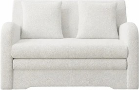 Canapea albă extensibilă/cu spațiu de depozitare cu tapițerie din țesătură bouclé 130 cm Ario – ELTAP