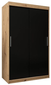 Dulap de haine 120 cm Toki (stejar artisan + negru mat). 1064812